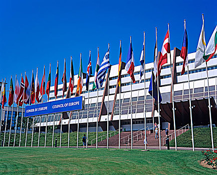 旗帜,欧洲理事会,斯特拉斯堡,阿尔萨斯,法国