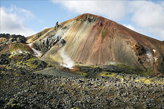 彩色,色彩,矿物质,硫,围绕,熔岩原,兰德玛纳,冰岛,欧洲