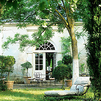 放松,花园,法国,郊区住宅