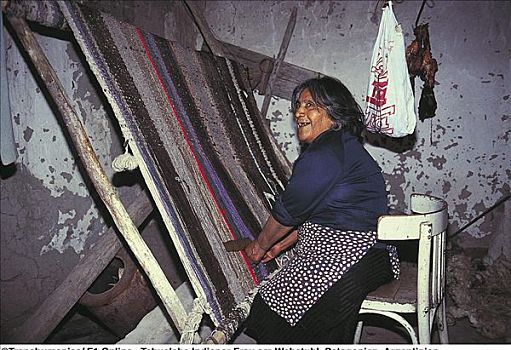 印第安女人,编织,织布机,巴塔哥尼亚,阿根廷,南美