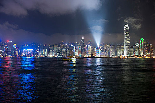 中国,香港,城市,水,夜晚