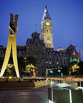 衣夹,市政厅,费城,宾夕法尼亚,美国