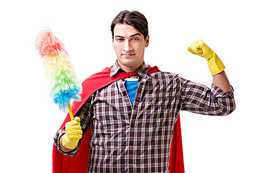 超级英雄,清洁员,隔绝,白色背景