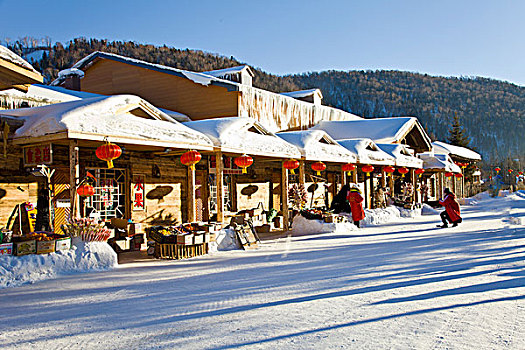 雪乡,双峰林场,村庄,风景,白天,黑龙江,牡丹江