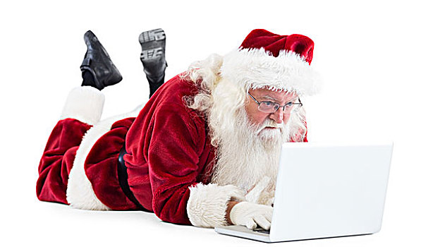 圣诞老人,卧,正面,笔记本电脑