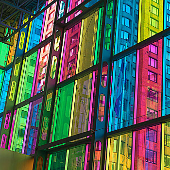 建筑,风景,彩色,玻璃,窗,蒙特利尔,魁北克,加拿大