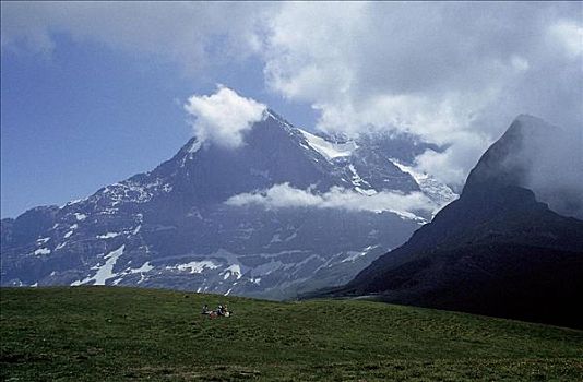 风景,山峦,艾格尔峰,阿尔卑斯山,伯恩高地,瑞士,欧洲