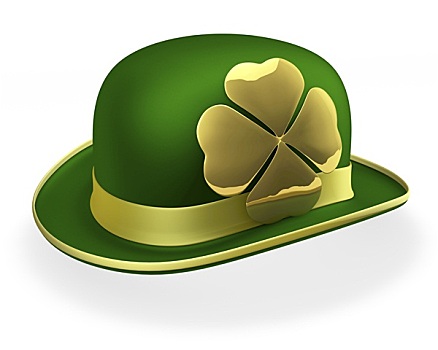 绿色,圣帕特里克节,圆顶硬礼帽,金色,三叶草