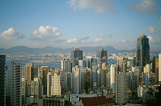 城市,山峦,背景,香港,市中心,中国