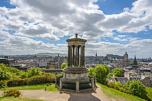 纪念建筑,山,远眺,城市,爱丁堡,苏格兰,英国