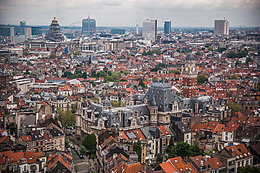 高,角度,风景,布鲁塞尔,比利时