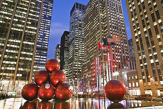 圣诞装饰,第6大街,曼哈顿,纽约,美国