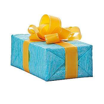 礼物,蓝盒,黄色,蝴蝶结