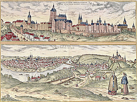 风景,布拉格,皇宫,上半身,城镇
