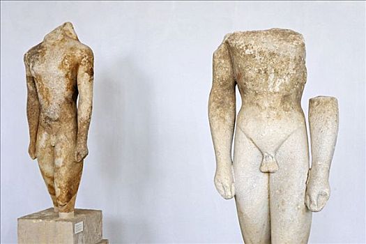 雕塑,左边,右边,手艺人,纳克索斯岛,博物馆,得洛斯,希腊