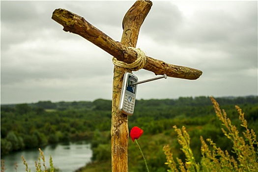 手机,木质,十字架