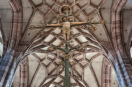 耶稣十字架,合唱团,教堂,纽伦堡,中间,弗兰克尼亚,巴伐利亚,德国,欧洲
