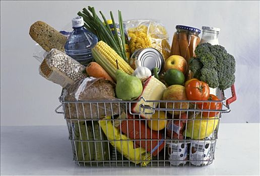 铁丝篮,蔬菜,水果,多样,食物