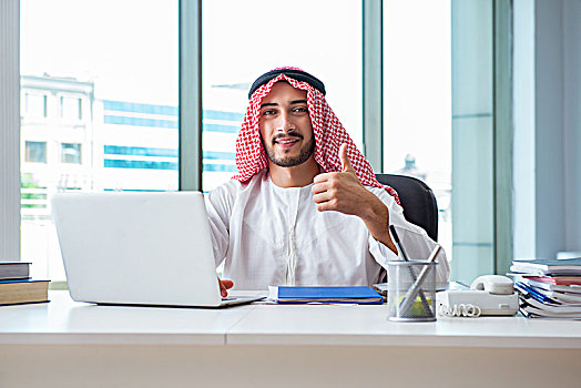 阿拉伯,商务人士,工作,办公室