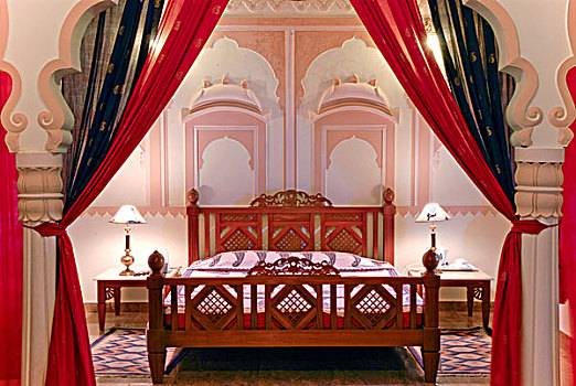 卧室,堡垒,文化遗产,酒店,拉贾斯坦邦,北印度,亚洲