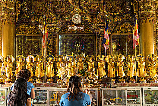祈祷,佛教,塔,仰光,缅甸,亚洲