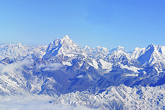 美好,航拍,尼泊尔,俯视,山,珠穆朗玛峰,喜马拉雅山
