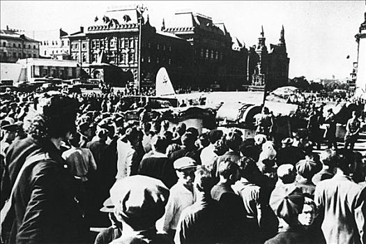 人群,德国人,轰炸机,展示,莫斯科