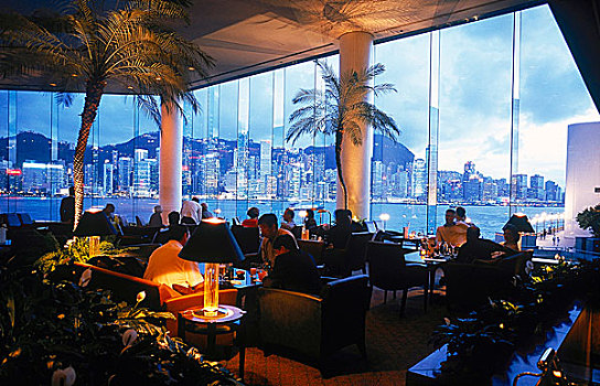 酒店,远眺,港口,海洋,房子,香港