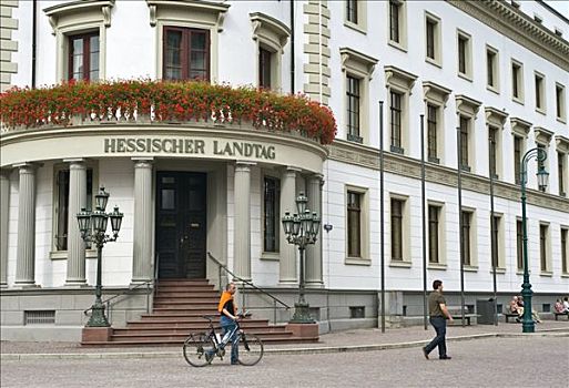 入口,政府建筑,威斯巴登,德国