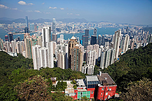 俯拍,城市,太平山,维多利亚港,香港,中国