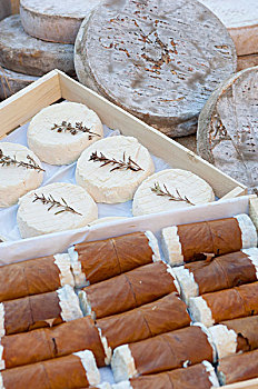 展示,鲜奶酪,市场货摊,普罗旺斯,法国