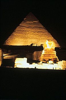 卡夫拉金字塔,夜晚,吉萨,埃及,艺术家,未知