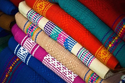 特写,一堆,彩色,围巾,瓦哈卡州,墨西哥