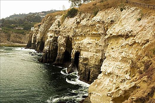 俯拍,悬崖,礁石,圣地亚哥湾,加利福尼亚,美国