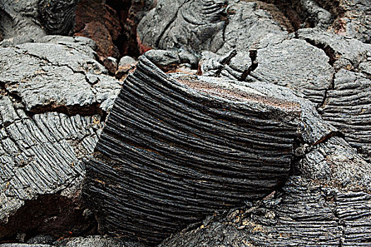 图案,绳状熔岩,火山岩,流动,北方,夏威夷,美国