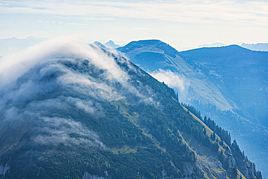 雾,萨尔茨卡莫古特,山,奥地利