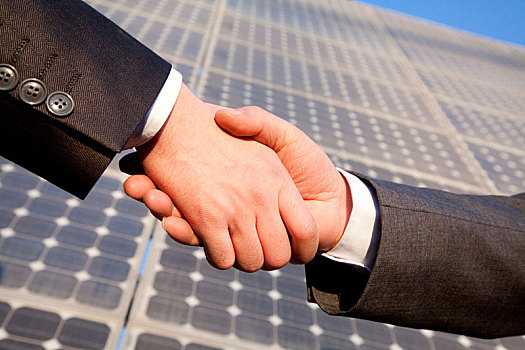 握手,正面,太阳能电池板