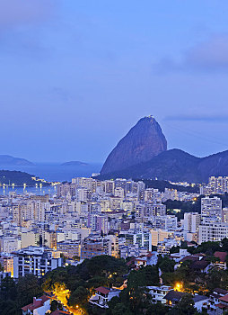 风景,俯视,面包山,黄昏,里约热内卢,巴西,南美