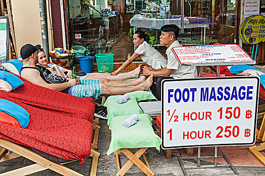 泰国,曼谷,道路,旅游,足部按摩