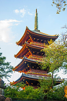 日本东京,上野东照宫的著名地标,宽永寺五重塔