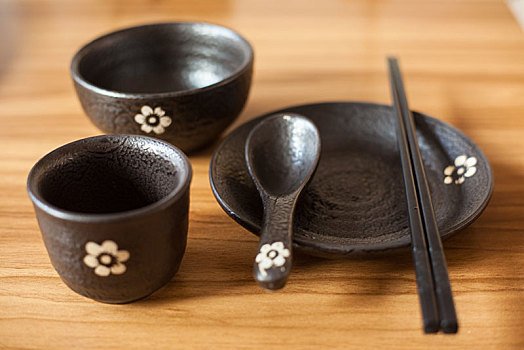 粗瓷黑陶餐具中式日式复古