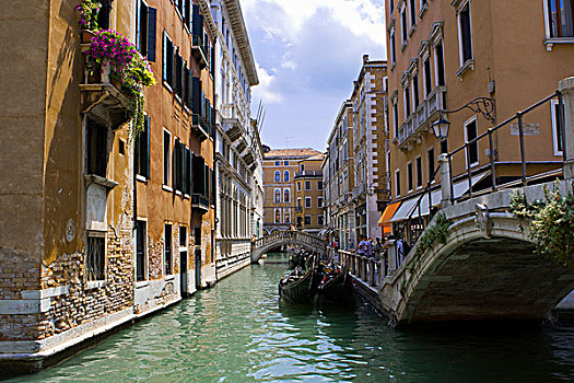 运河,小船,威尼斯,意大利,欧洲