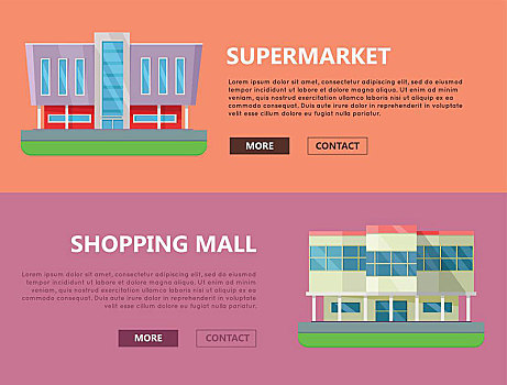购物中心,模版,公寓,设计,超市,网页,横图,商业建筑,概念,插画,旗帜,商务中心,彩色背景