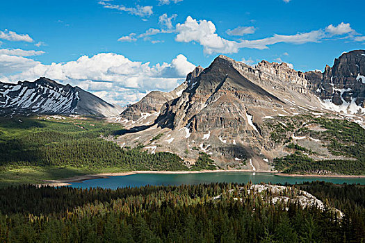 湖,顶峰,阿悉尼伯因山,省立公园,不列颠哥伦比亚省,加拿大