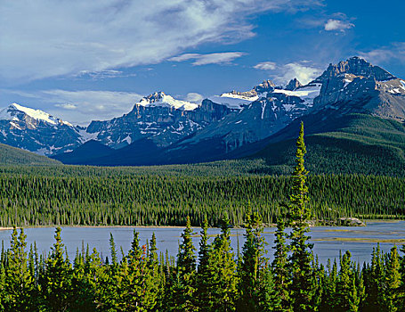 加拿大,艾伯塔省,班芙国家公园,攀升,顶峰,上升,高处,北方,萨斯喀彻温,河,靠近,大幅,尺寸