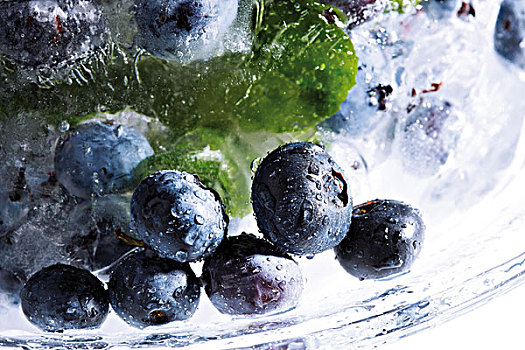 蓝莓,冰冻,冰块