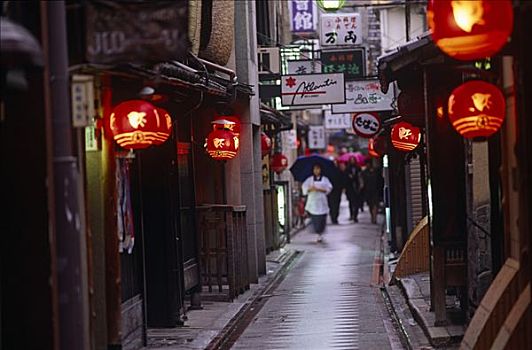 日本,本州,京都,传统,街道,袛园,一个,著名,夜生活