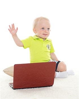 男婴,笔记本电脑