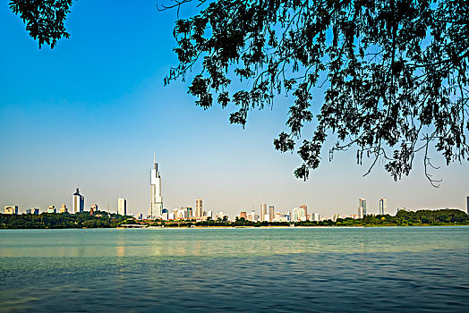 南京玄武湖与城市建筑风光