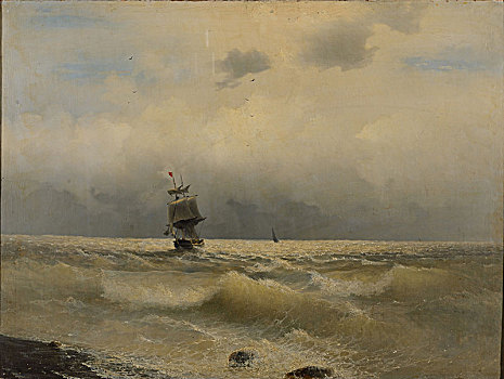 船,海岸,第一,一半,19世纪